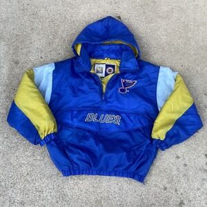 Vintage Y2K St. Louis Blues Jacket Sz L Competitor Hockey NHL 1/4 Zip Hooded